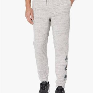 Volcom Men's Blaque Dout Relaxed Fit Fleece Sweat pant Gray Size Small
